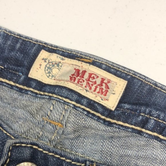 PREMIUM HANDCRAFTED MEK DENIM NEW YORK BOOT JEANS 27x34 ⭐️ - Picture 2 of 15